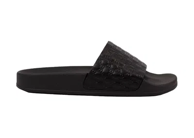 Pre-owned Balmain Women's  Calypso Embossed Slide Sneakers In Black