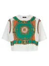 Balmain Chain Motif Crew Neck Cropped T-shirt In Multi