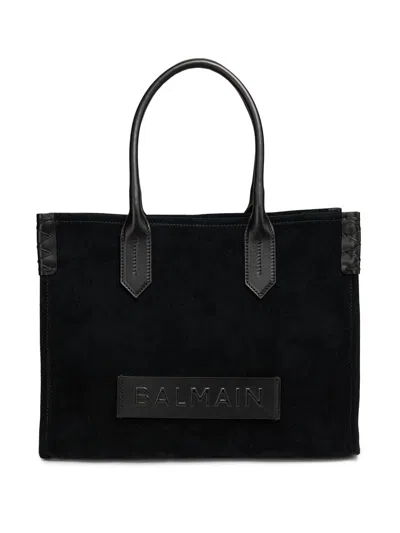 Balmain Women's B-army Logo Suede Tote Bag In Black