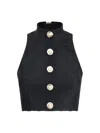 Balmain Women Baroque Crop Top In Black