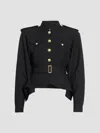 Balmain Wool Belted Officer Jacket In Black