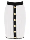 Balmain Bicolor Knit Midi Skirt With Embossed Buttons In Mixed Colours