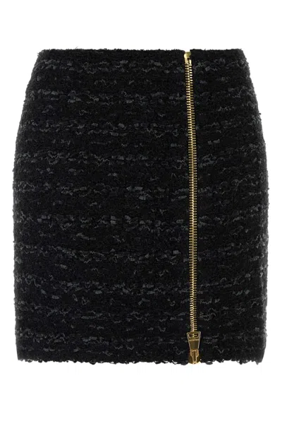 Balmain Women Black Tweed Mini Skirt