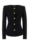 Balmain Single-breasted Grain De Poudre Basque Jacket In Black