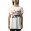 Balmain Women's Boatneck Eye Print Top In White