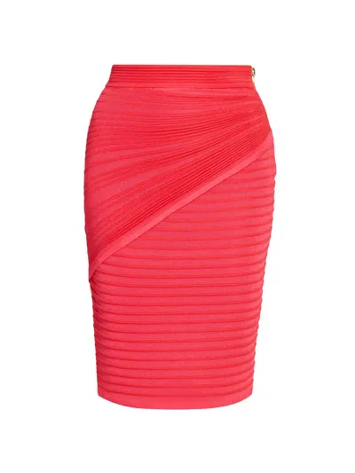 Balmain Women's Body-con Knee-length Skirt In Red