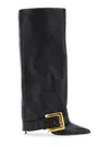 Balmain Anthem Black Slip-on Boots With Decorative Metal Buckle In Leather Woman In Black