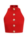 Balmain Red Virgin Wool Top Women In Red