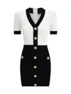 Balmain Fitted Black Dress With Ribbed Texture And Gold Accents In Multi