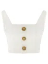 Balmain Button Square-neck Top In White