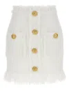Balmain Women Button Tweed Skirt In White
