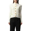 Balmain Women's Buttoned 2 Pockets Vichy Knit Cardigan In White