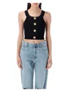 Balmain Knit Top With Gold Buttons In Black
