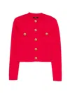 Balmain Buttoned Strong-shoulder Knit Crop Jacket In Red