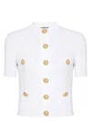 Balmain Short Sleeve Buttoned Pocket Knit Cardigan In White