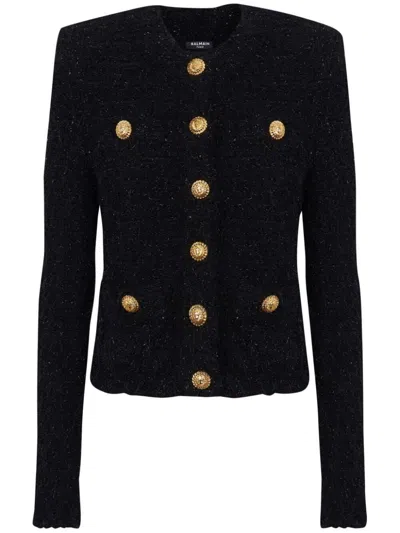 BALMAIN BALMAIN WOMEN BUTTONED MAZE TWEED JACKET