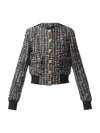 Balmain Buttoned Metallic Tweed Bomber Jacket In Multi