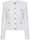 Balmain Women Buttoned Tweed Short Jacket In Multicolor