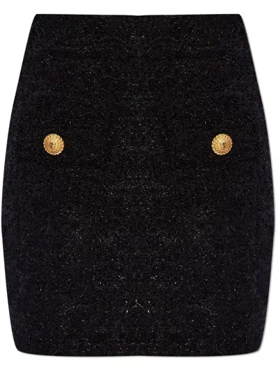 BALMAIN BALMAIN WOMEN BUTTONED TWEED SKIRT