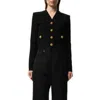 Balmain Cropped Viscose Blend Cardigan With Snail Buttons In Black