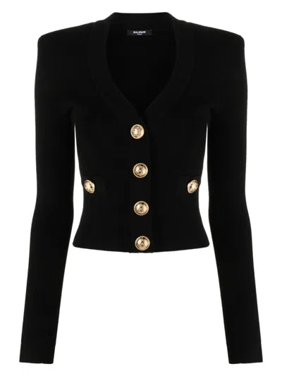 BALMAIN WOMEN'S BUTTONED V-NECKED CARDIGAN