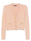 Balmain Women Buttoned V-necked Cardigan In Powder