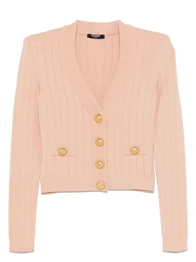 BALMAIN WOMEN'S BUTTONED V-NECKED CARDIGAN