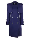 Shop Balmain Women's Buttoned Wool & Cashmere Trench Coat In Blue