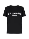 Balmain Women's Button-embellished Logo T-shirt In Black