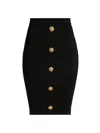 Balmain Knitted Vichy A-line Skirt With Jewel Buttons In Black