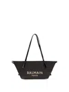 Balmain Women Calfskin And Raffia Track Shoulder Bag In Black