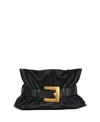 Balmain Anthem Medium Buckle Shoulder Bag In Calfskin In Black
