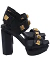 Balmain Women's Calfskin Leather Ava Studded Platform Sandal (authentic Pre-  Loved) In Black