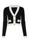 Balmain Contrast-border Ribbed Knit Cardigan In Multi