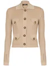 Balmain Women's 4 Pockets Buttoned Ribbed Knit Cardigan In Neutral