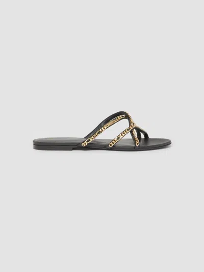 Balmain Women's Chain-embellished Leather Slide Sandals In Gold