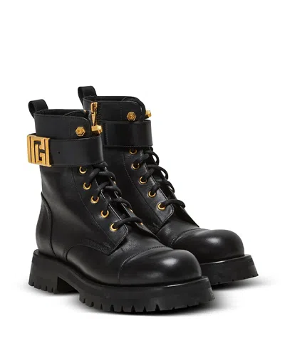 BALMAIN WOMEN'S CHARLIE LEATHER RANGER BOOTS