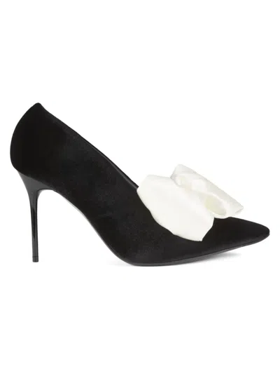 Balmain Women's Clara 100mm Bow-embellished Point-toe Pumps In Black