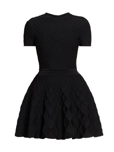 Balmain Knitted Flared Mini Dress In Black