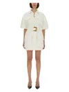 Balmain Short Dress With Belted Waist And Front Pockets