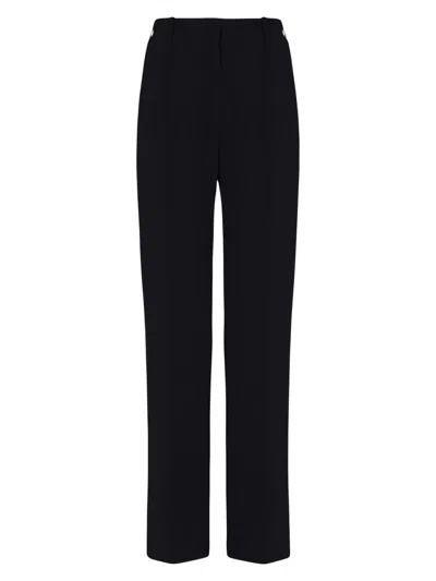 Balmain Women's Cotton-blend Crepe Tailored Straight-leg Pants In Black