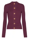 Balmain Fine Knit Cardigan With Buttons In Burgundy