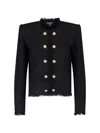 Balmain Tailored Wool-blend Jacket With Sculpted Structure In Multi