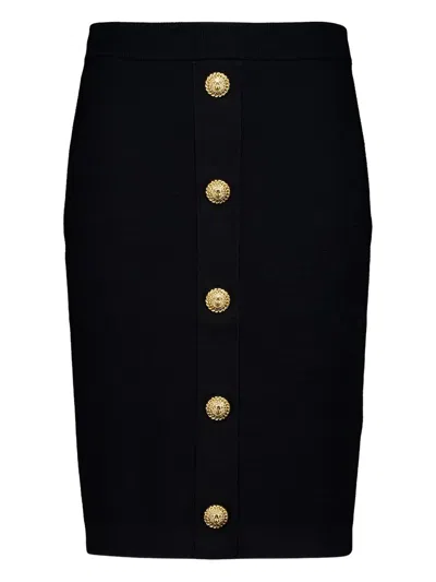 Balmain Women's Decorative Button Mini Skirt - Size 38 In Black
