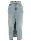 Balmain Women Denim Midi Skirt In Blue