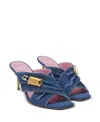 Balmain Square-headed High-heeled Sandals In Blue
