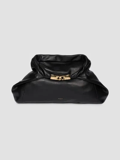 Balmain Women's Dinner At 8 Medium Leather Shoulder Bag In Noir