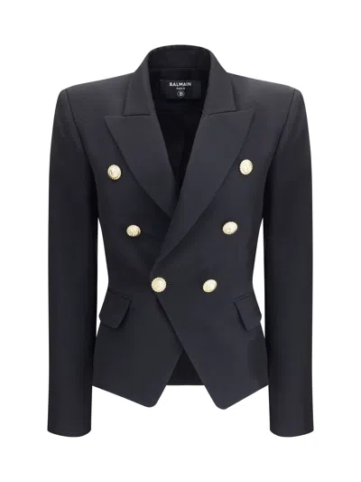 Balmain Women Double-breasted Blazer In Black