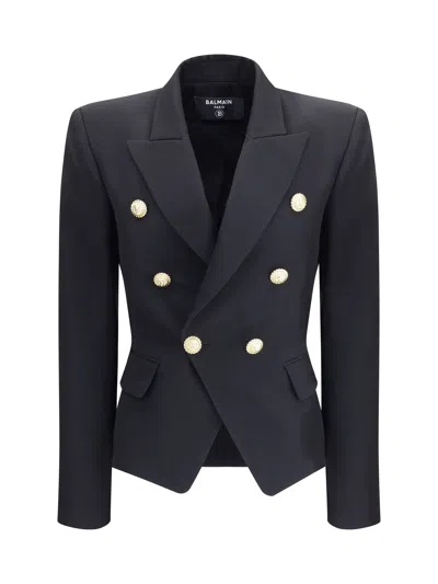 Balmain Women Double-breasted Blazer In Black