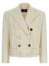 Balmain Double-breasted Coat Coats And Trench Coats White In Gold